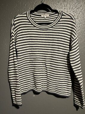 Madewell Navy and White Striped Knit Top
